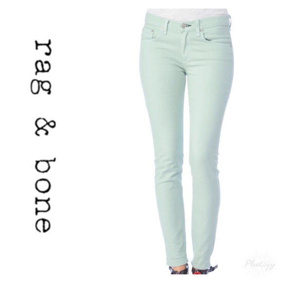 rag & bone Denim - Rag & Bone Light Green Skinny Jeans